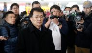 North Korean diplomat Choe Kang Il (C) waits at Capital International Airport to check in to a flight to Helsinki in Beijing, China March 18, 2018. REUTERS/Thomas Peter