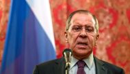 Russian Foreign Minister Sergei Lavrov speaks during a press conference after his meeting with his North Korean counterpart in Moscow on April 10, 2018.   AFP / Kirill KUDRYAVTSEV