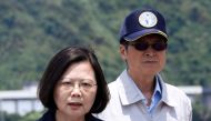 Taiwanese President Tsai Ing-wen and Minister of National Defense Yen Teh-fa attend a drill near Yilan naval base, Taiwan April 13, 2018. REUTERS/Tyrone Siu