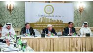 Dr Ibrahim Ibrahim (centre), Economic Adviser at Emiri Diwan along with other officials at the 8th Quarterly CEO Roundtable.