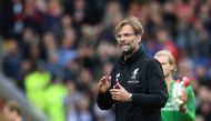 Liverpool's German manager Jurgen Klopp gestures at the final whistle during the English Premier League football match between Liverpool and Stoke City at Anfield in Liverpool, north west England on April 28, 2018.  AFP / Paul ELLIS 
