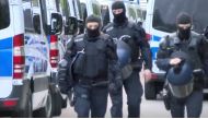 Police arrive at the migrants home in Ellwangen, Germany May 3, 2018. Reuters/Reuters TV 