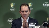 Justin Langer speaks to the media in Melbourne, Australia, May 3, 2018. AAP/Luis Ascui/via REUTERS 