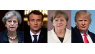 This combination shows Emmanuel Macron, Angela Merkel, Donald Trump & Theresa May (AFP) 