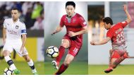 Xavi Hernandez, Nam Tae-hee (C) and Youssef Msakni (R).