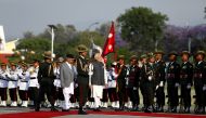 India's Prime Minister Narendra Modi and his Nepalese counterpart Khadga Prasad Sharma Oli, also known as K.P. Oli, inspect a guard of honour after his arrival in Kathmandu, Nepal May 11, 2018. Reuters/Hemanta Shrestha
