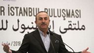 Turkish Foreign Affairs Minister Mevlut Cavusoglu makes a speech during the Istanbul Forum for Arab Journalists in Istanbul, Turkey on May 12, 2018. ( Fatih Akta? - Anadolu Agency )