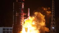 A Long March-4C rocket lifts off from the southwestern Xichang launch centre carrying the Queqiao (