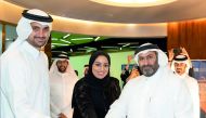 Ibrahim Al Mannai (right), Executive Director of Advisory Services and Incubation at Qatar Development Bank; Abdulsalam Abu Issa (left), CEO of Salam International; and Aysha Al Mudahka (centre), QBIC CEO; cutting a ribbon to officially launch the 3rd edi