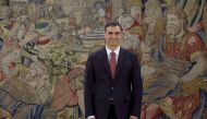 Spain's new Prime Minister Pedro Sanchez smiles during a swearing-in ceremony at the Zarzuela Palace near Madrid on June 2, 2018.  AFP / POOL / Emilio Naranjo
