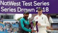 England's Joe Root and Pakistan's Sarfraz Ahmed pose with the trophy after the series was drawn Action Images via Reuters/Lee Smith
 