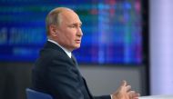 Russian President Vladimir Putin holds his annual televised phone-in with the nation in Moscow on June 7, 2018. AFP / Alexei Druzhinin