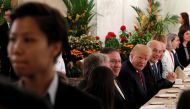 US President Donald Trump attends lunch during a meeting at the Istana in Singapore June 11, 2018. REUTERS/Jonathan Ernst