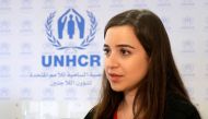 UNHCR Spokesperson Lisa Abou Khaled speaks during an interview to AFP at the UNHCR headquarters in Beirut on June 8, 2018.  AFP / Joseph EID
