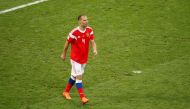  Russia's Sergei Ignashevich after scoring during the penalty shootout REUTERS/Christian Hartmann
 