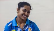 File photo of Indian gymnast Dipa Karmakar speaks during an interview with AFP at the Indira Gandhi Sports Complex in New Delhi, May 5, 2016. / AFP / Rebecca Conway 