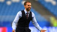 England manager Gareth Southgate salutes their fans after the match. Reuters/Dylan Martinez
