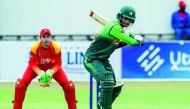 Pakistan batsman Fakhar Zaman in action during the first of a 5 match ODI series cricket match between Pakistan and Zimbabwe at Queens Sports Club in Bulawayo, on July 13, 2018. AFP / Jekesai Njikizana

