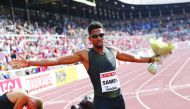 Qatar’s Abderrahman Samba celebrates after winning the men’s 400 hurdles in the Diamond League meet at Charlety Stadium, Paris, France in this June 30 file photo.