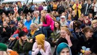 Women attend the Statement Festival at Bananpiren in Gothenburg, Sweden, on August 31, 2018. Held in Sweden's second-largest city of Gothenburg, the two-day Statement Festival, forbids men but not transgender people. AFP / TT News Agency / Frida Winter
 