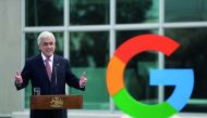 Chile's President Sebastian Pinera delivers a speech near a Google logo during the announcement of the plans for their data centre expansion in Santiago, Chile, September 12, 2018. Reuters/Ivan Alvarado 