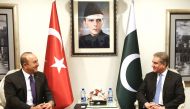 Turkish Foreign Affairs Minister Mevlut Cavusoglu (L) meets Pakistani Foreign Minister Shah Mehmood Qureshi (R) in Islamabad, Pakistan on September 14, 2018. (Cem Özdel - Anadolu Agency) 