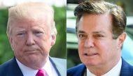 This combination of file pictures created on August 19, 2018 shows US President Donald Trump (L) in Washington, DC, on August 17, 2018; and Paul Manafort, in Washington, DC, on June 15, 2018. AFP / Nicholas Kamm & Mandel Ngan