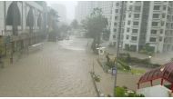 A flooded area is seen after typhoon Mangkhut in Hong Kong, China in this still image taken from video on September 16, 2018. Reuters TV/via REUTERS