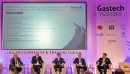 Jakob Stampe (right), Chief of Commercial & Business Development at Nakilat, with other speakers during a  panel discussions held on the sidelines of Gastech 2018, in Barcelona, Spain.