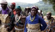 ARCHIVE PHOTO: People from the Sengwer community protest over their eviction from their ancestral lands, Embobut Forest, by the government for forest conservation in western Kenya, April 19, 2016. Thomson Reuters Foundation/Katy Migiro