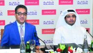 Abdulrahman Al Mannai (right), President and CEO of Milaha, and Arun Khehar, Senior Vice-President Application for ECEMEA of Oracle Cloud, during the signing ceremony at Four Seasons 
Hotel-Doha on Thursday. Pic: Baher Amin/The Peninsula