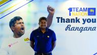 Sri Lankan cricketer Rangana Herath poses for a photo after a media conference at the Galle International Cricket Stadium in Galle on November 5, 2018.  AFP / Ishara S Kodikara

