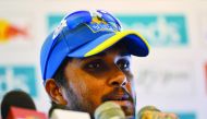 Sri Lanka's cricket captain Dinesh Chandimal addresses a media conference at the Galle International Cricket Stadium in Galle on November 5, 2018, the day before the first Test against England.AFP

