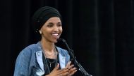 Ilhan Omar, newly elected to the U.S. House of Representatives on the Democratic ticket, speaks to a group of supporters in Minneapolis, Minnesota on November 6, 2018. AFP / Kerem Yucel 