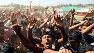 Hundreds of Rohingya refugees shout slogans as they protest against their repatriation at the Unchiprang camp in Teknaf, Bangladesh November 15, 2018. REUTERS/Mohammad Ponir Hossain