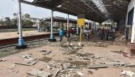 Debris from a damaged roof is pictured on a platform at the train station in Nagapattinam in India's southern Tamil Nadu state on November 16, 2018, after a cyclone struck the region. / AFP / - 