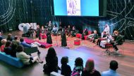 The Poetry Night in progress at Qatar National Library. 