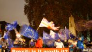 Anti-Brexit demonstrators protest outside the Houses of Parliament in London, Britain, November 19, 2018. REUTERS/Henry Nicholls