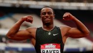Ronnie Baker of the U.S. celebrates after winning the men's 100m final, Diamond League,  London Anniversary Games, July 21, 2018.  Action Images via Reuters/Andrew Boyers