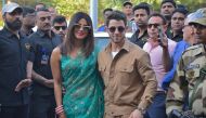 Bollywood actress Priyanka Chopra and her husband singer Nick Jonas pose outside the airport in Jodhpur in the desert state of Rajasthan, India, December 3, 2018. REUTERS/Stringer
 