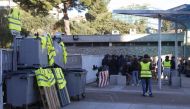 High school students stand in front of blocked Laetitia Bonaparte high school on December 5, 2018, in Ajaccio on the French Mediterranean Island of Corsica. AFP / PASCAL POCHARD-CASABIANCA