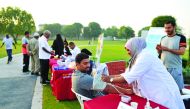 Residents undergoing health check-ups during the ‘Fitness and Health 2018’ event organised by QOC in collaboration with Qatar Diabetes Association, at the Aspire Park.  Pic: Salim Matramkot / The Peninsula