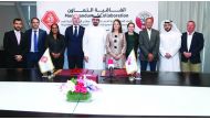 Mansoor Al Ansari (fifth, left), Secretary General, QFA, Secretary General of KNVB, Gijs de Jong (fourth, left), and H E Dr Bahia Tahzib Lie (fifth, right), Ambassador of the Kingdom of the Netherlands to Qatar, pose for a group picture along with other o