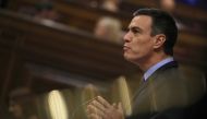 Spanish Prime Minister Pedro Sanchez speaks during a session at Parliament in Madrid, Spain, December 12, 2018. REUTERS/Susana Vera