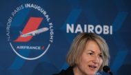 Anne Rigail speaks during a press conference to announce the re-opening of direct flight between Paris and Nairobi, in Nairobi on March 26, 2018. AFP / Yasuyoshi Chiba
 