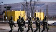 Members of the Kosovo Security Force (KSF) take part in a drill at the 