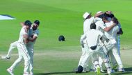 New Zealand cricketers celebrate after beating Pakistan in the first Test in Abu Dhabi, in this November 19 file photo. Coach Gary Stead yesterday said that New Zealand will go into the first of two Tests against Sri Lanka in the unusual position of being