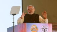 Indian Prime Minister Narendra Modi speaks during a public rally in the village of Andawa on the outskirts of Allahabad in the Indian state of Uttar Pradesh on December 16, 2018. (AFP / SANJAY KANOJIA)

