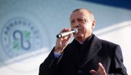 Turkish President Recep Tayyip Erdogan attends a mass opening ceremony at Arnavutkoy district in Istanbul, Turkey on December 23, 2018. Murat Cetinmuhurdar - Anadolu
