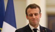 French president Emmanuel Macron looks on as he holds a press conference at the presidential palace in N'Djamena, on December 23, 2018.  AFP / Ludovic MARIN